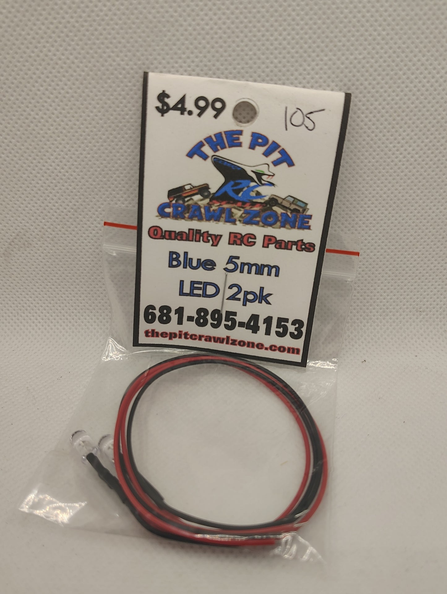 105 Blue L.E.D. 5mm 2pk