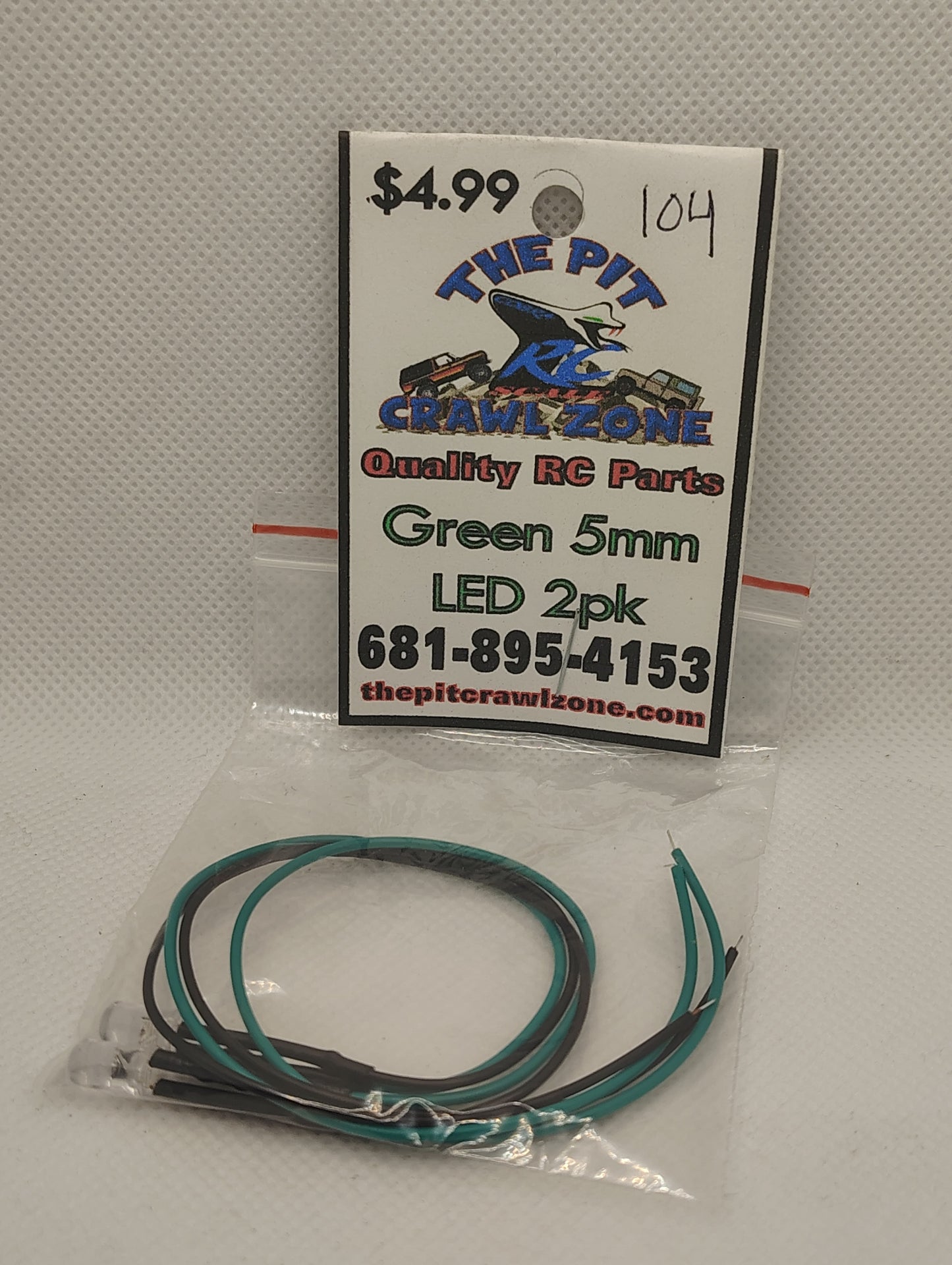 104 Green L.E.D. 5mm 2pk