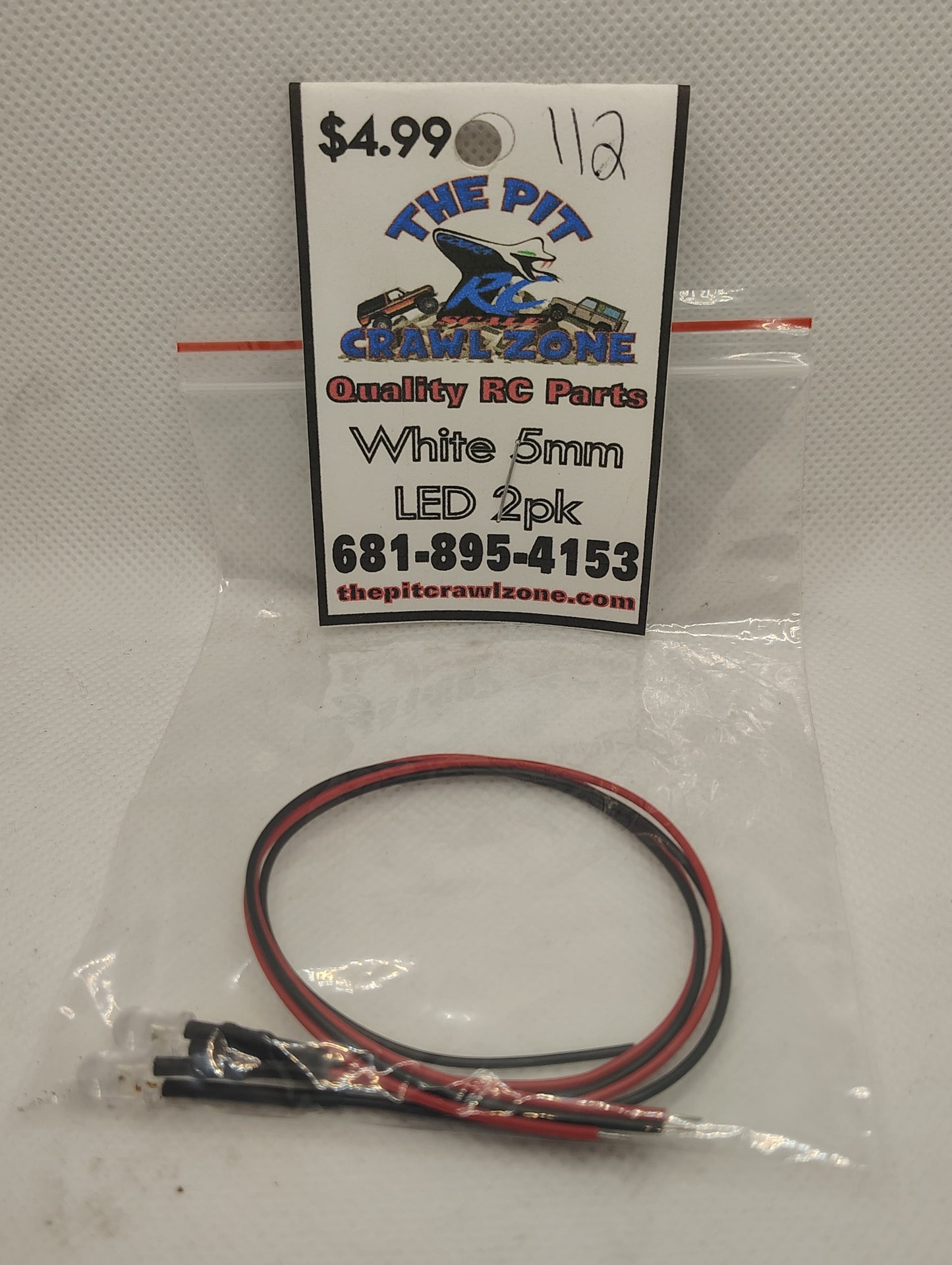 112 White 5mm L.E.D. 2pk